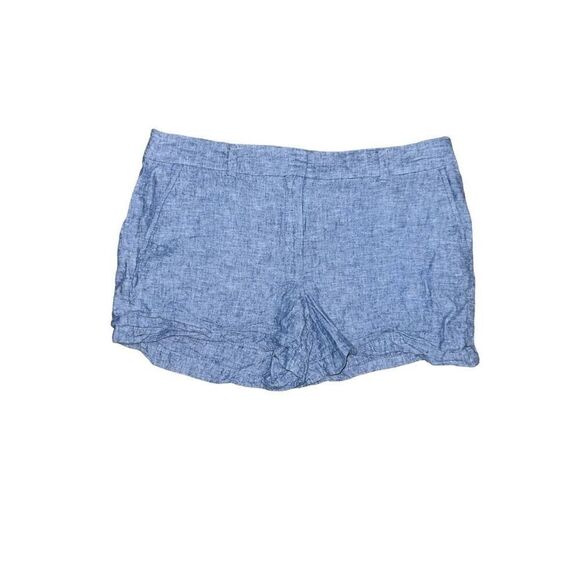 LOFT Blue Linen Blend Shorts With Pockets Size 10 - Picture 1 of 6